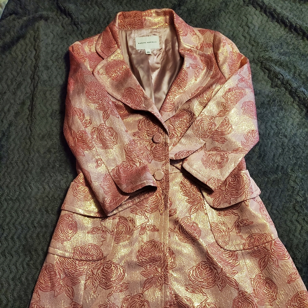 Banana Republic Pea Coat- Rose Gold/Pink- Large